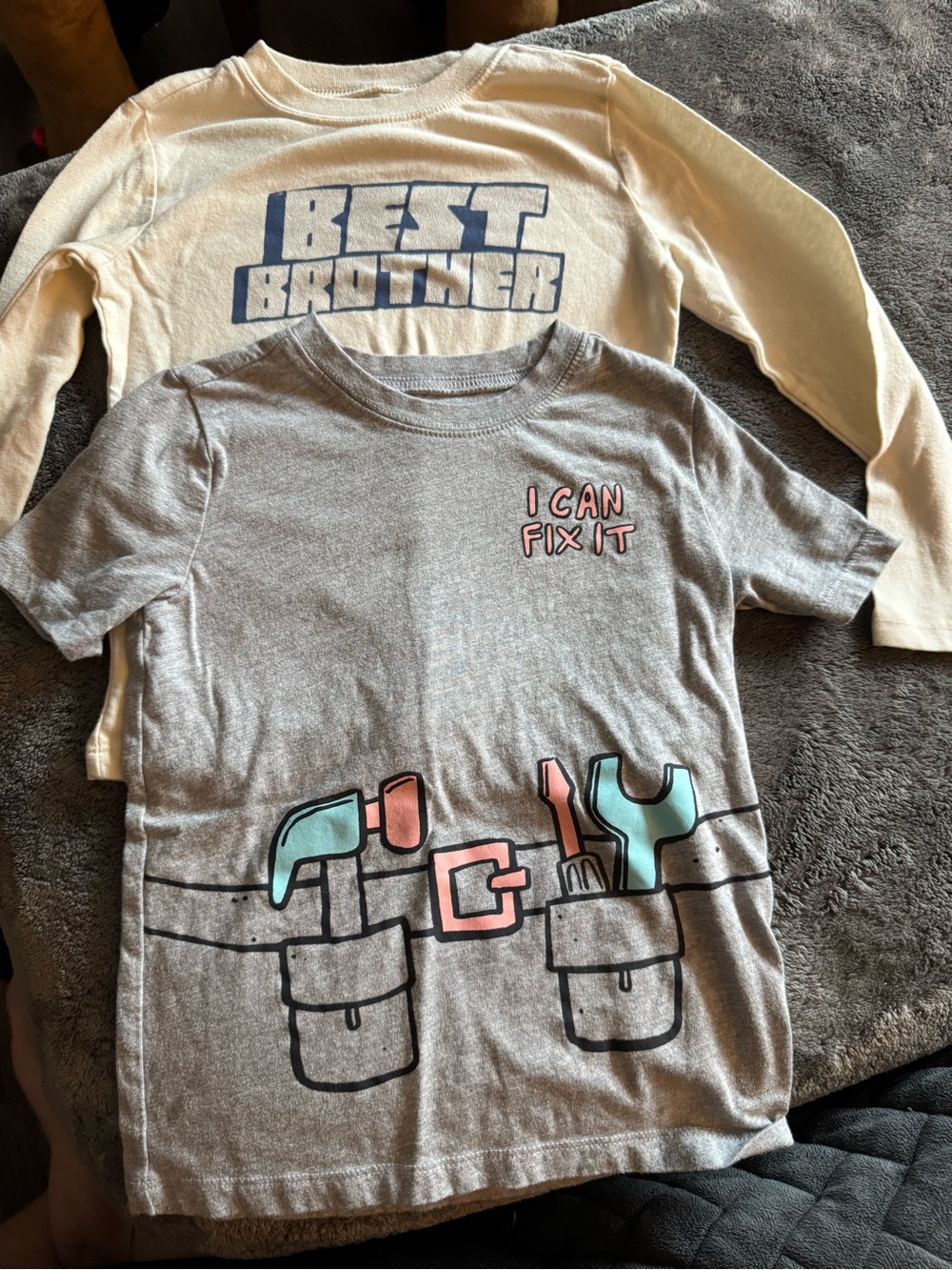 Carter's Gray 'I Can Fix It' Tool Graphic Tee with Pink & Teal Accents
